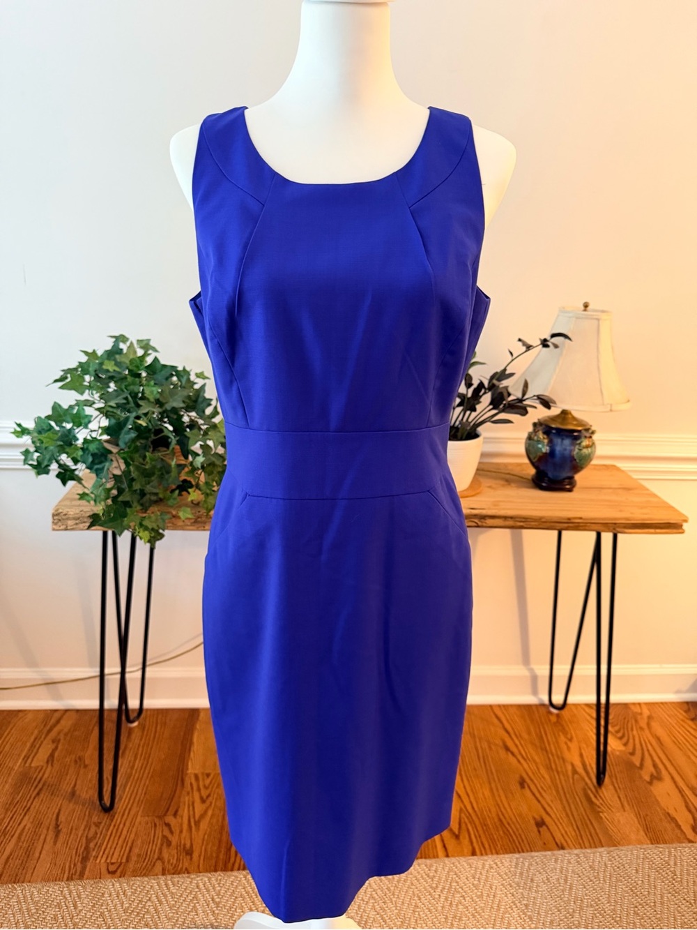J. Crew Royal Blue Sleeveless Sheath Midi Dress size 6